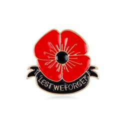 'Lest We Forget' - Red Poppy Remembrance Day Pin